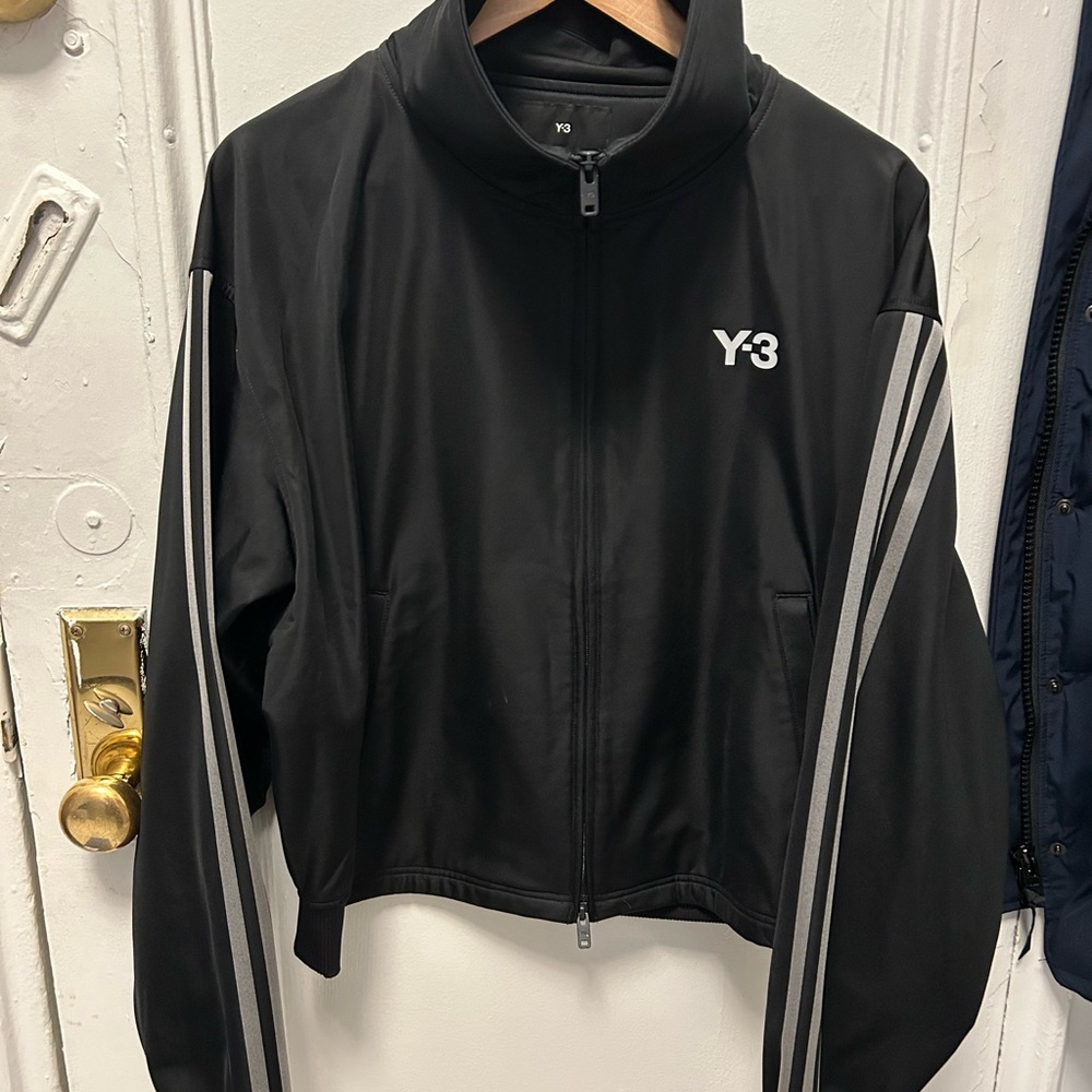 Y-3 Black Jacket with Gray Stripes